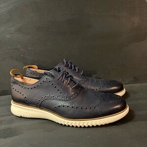 Cole Haan 2.Zerogrand Mens Size 10 Wingtip Oxford Blue Leather Shoes C31536